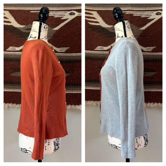 DONNI. Duo Thermal Cardigan in Rust/Heather - Picture 2 of 9